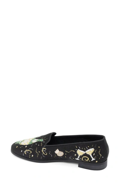 Shop Bypaige Needlepoint Champagne Flat In Black