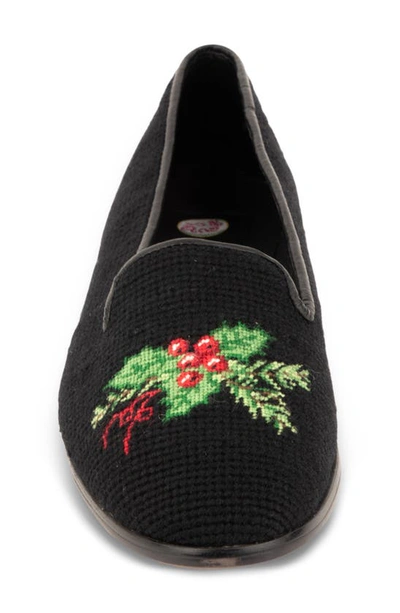 Bypaige Needlepoint Holly Flat In Black