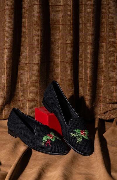 Bypaige Needlepoint Holly Flat In Black