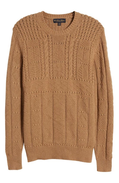 Brooks Brothers Camel Hair Cable Knit Crewneck Sweater | Brown | Size Medium In Brown