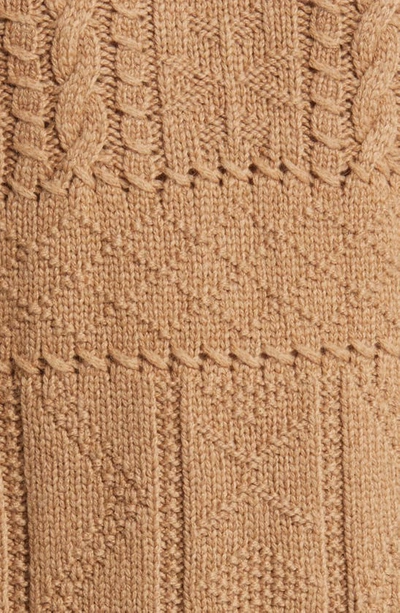Brooks Brothers Camel Hair Cable Knit Crewneck Sweater | Brown | Size Medium In Brown