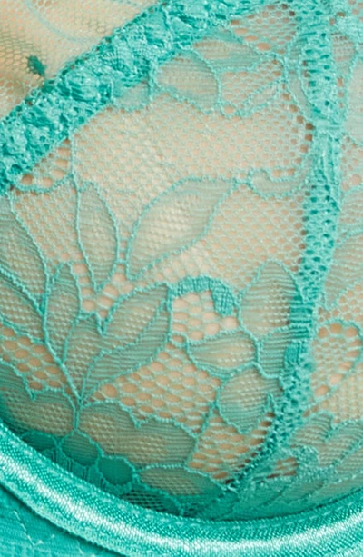 Hauty Ruffle Dotted Mesh & Lace Underwire Bra & Panties Set In Green