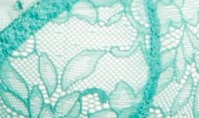 Hauty Ruffle Dotted Mesh & Lace Underwire Bra & Panties Set In Green