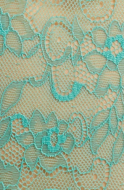 Hauty Ruffle Dotted Mesh & Lace Underwire Teddy In Green