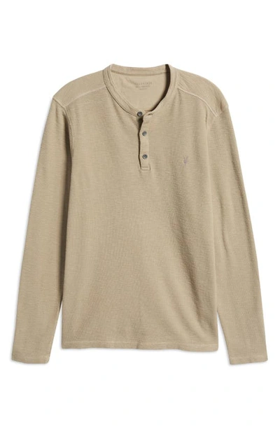 Shop Allsaints Muse Long Sleeve Thermal Henley In Willow Green Marl