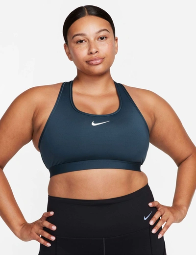 Shop Nike Swoosh Medium Support Bra In Green