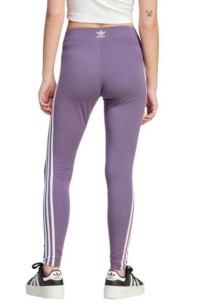 Shop Adidas Originals Lifestyle 3-stripes Leggings In Shadow Violet/ White