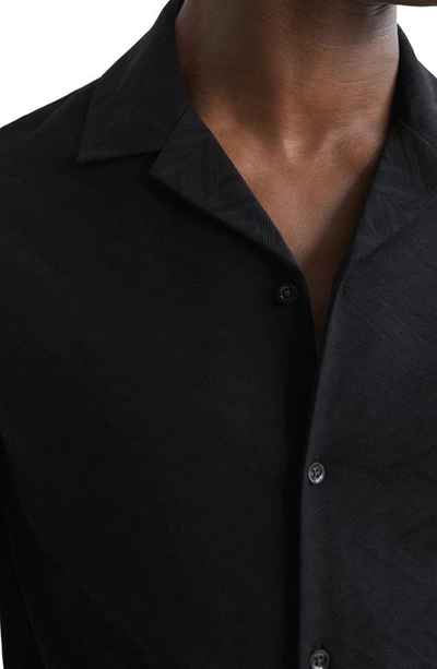 Shop Reiss Ledger Notch Collar Button-up Shirt In Black