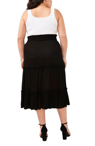 Shop Vince Camuto Tiered Midi Skirt In Rich Black