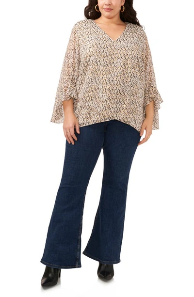 Vince Camuto V-neck Flutter Sleeve Top In Rich Cream
