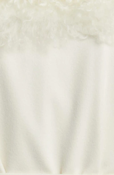 Shop Fleurette Remy Mohair Blend Trim Belted Wool Coat In Parchment