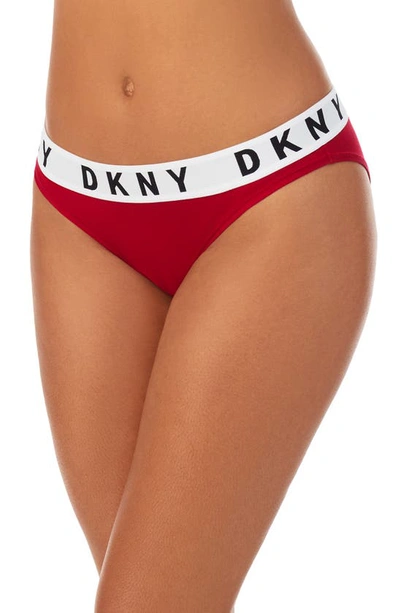 Shop Dkny Cozy Boyfriend Bikini Briefs In Cherry