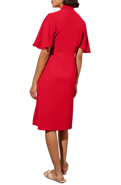 Shop Ming Wang Butterfly Sleeve Crêpe De Chine Wrap Dress In Poppy Red