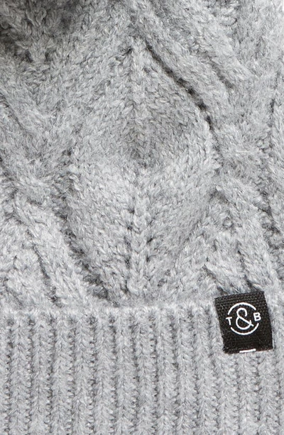 Shop Treasure & Bond Cable Knit Beanie With Faux Fur Pompom In Grey Monument