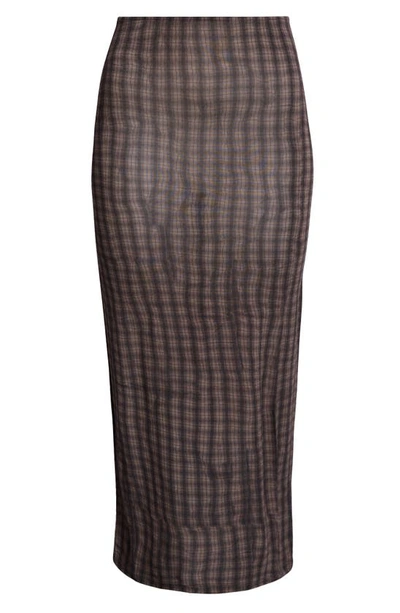 Shop Paloma Wool Raff Plaid Tube Skirt In Dark Brown