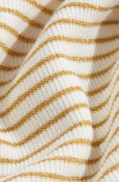 Shop Vineyard Vines Stripe Rib Cotton Turtleneck In Marshmallow/ Gold Stripe