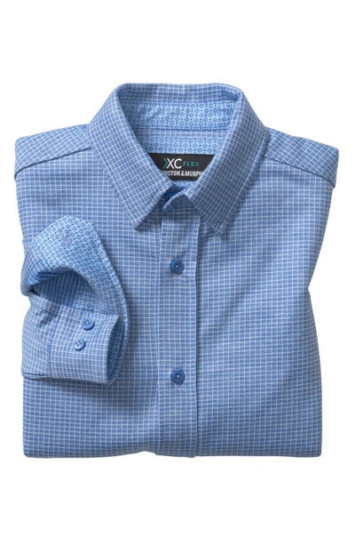 Shop Johnston & Murphy Kids' Xc Flex® Check Button-up Shirt In Blue