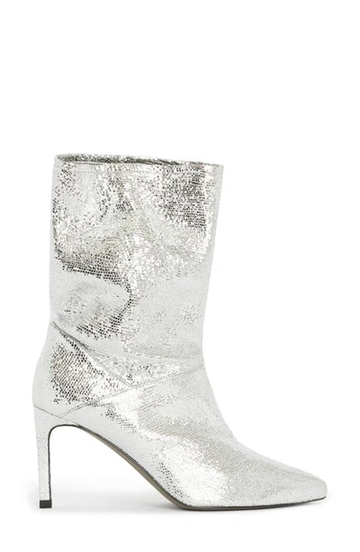 Shop Allsaints Orlana Pointed Toe Boot In Metallic Silver