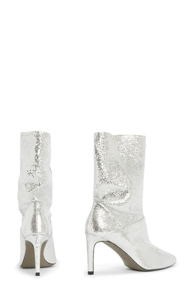 Shop Allsaints Orlana Pointed Toe Boot In Metallic Silver