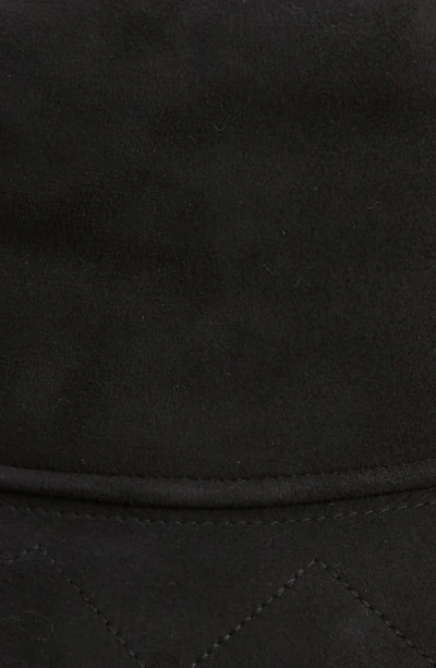 Shop Ugg Tasman Stitch Genuine Shearling Bucket Hat In Black