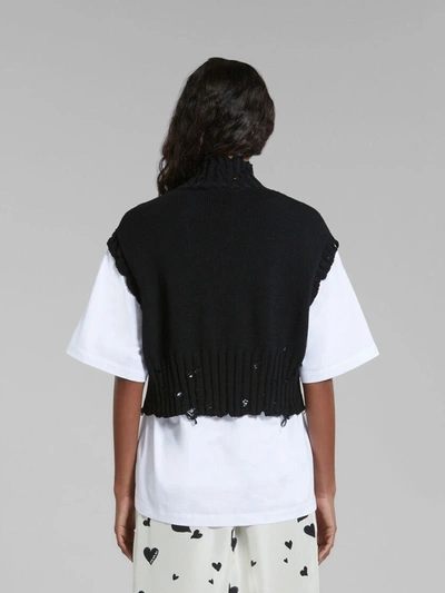 Shop Marni Black Cotton Cropped Vest