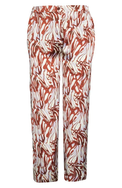 Shop Open Edit Abstract Print Satin Pull-on Pants In Purple Lava Abstract
