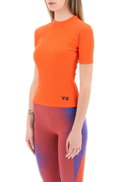 Shop Y-3 Y 3 'fitted' Organic Cotton T Shirt In Orange