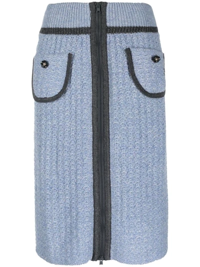 Shop Cormio Knee-length Knitted Skirt In Blue Pervinca