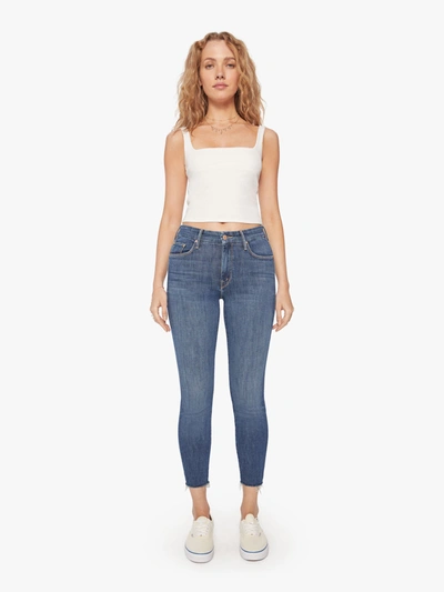 Shop Mother The Looker Ankle Fray Girl Crush Jeans In Blue