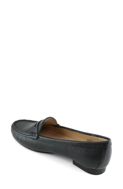 Shop Driver Club Usa Greenwich Penny Loafer In Black Tumbled Grainy