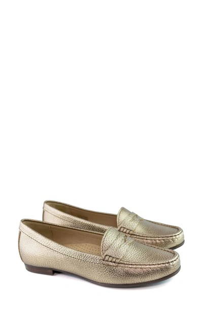 Shop Driver Club Usa Greenwich Penny Loafer In Champagne Metallic