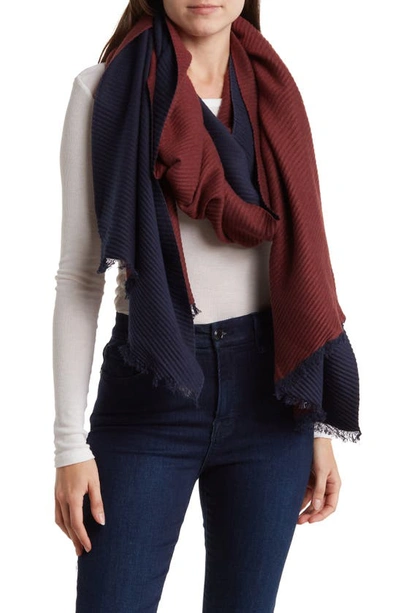 Shop Nordstrom Rack Pleated Double Sided Oblong Scarf In Blue Combo