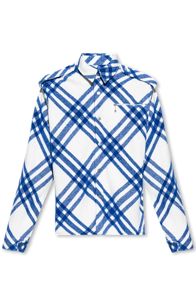 Shop Burberry White Checked Shirt In New