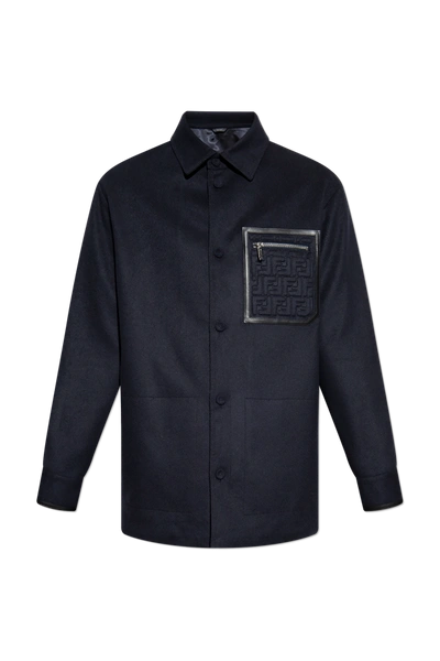 Shop Fendi Navy Blue Cashmere Jacket In New