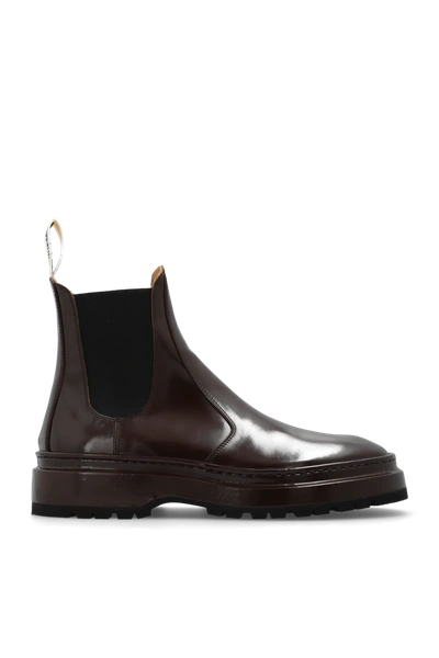 Shop Jacquemus Brown ‘pavane' Leather Chelsea Boots In New