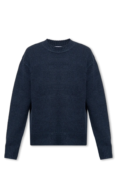 Shop Acne Studios Navy Blue Ribbed Sweater In New