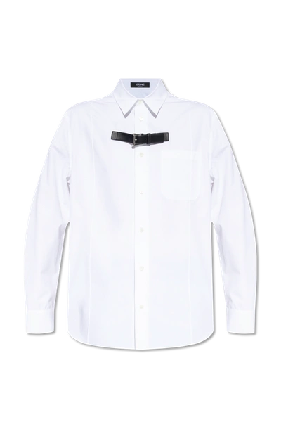 Shop Versace White Belted Shirt In New