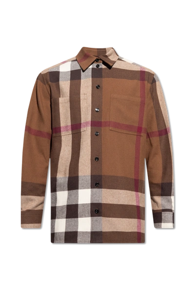 Shop Burberry Brown ‘avalon' Wool Shirt In New
