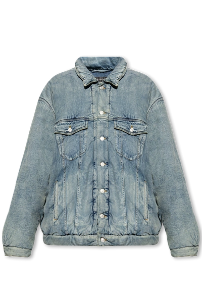 Shop Balenciaga Blue Oversize Denim Jacket In New