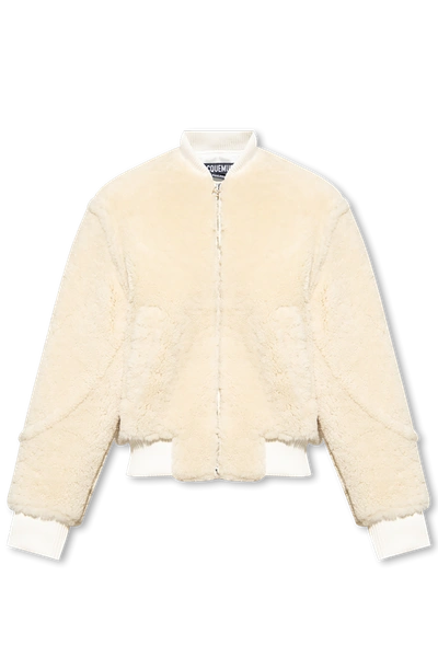 Shop Jacquemus Beige ‘pilou' Shearling Bomber Jacket In New