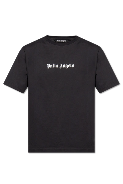 Shop Palm Angels Black T-shirt With Logo In New