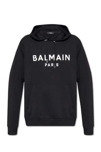 Shop Balmain Black Hoodie With Logo In New