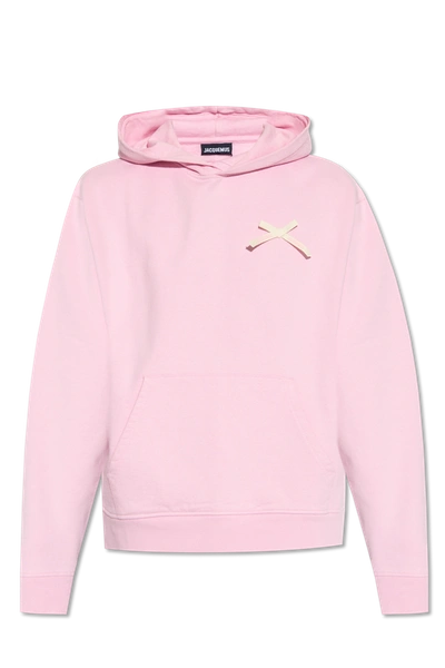 Shop Jacquemus Pink ‘noeud' Hoodie With Logo In New