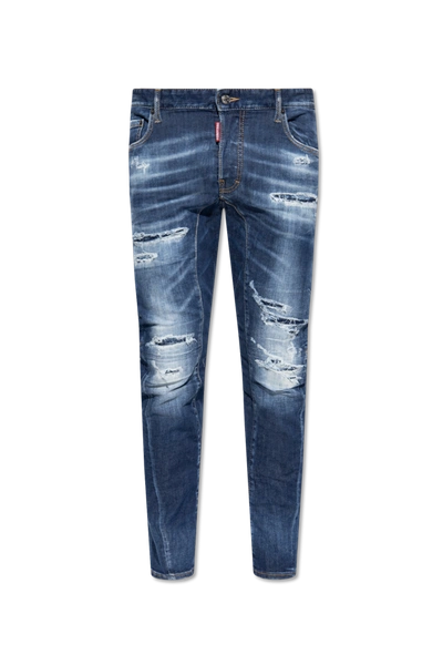 Shop Dsquared2 Navy Blue ‘tidy Biker' Jeans In New