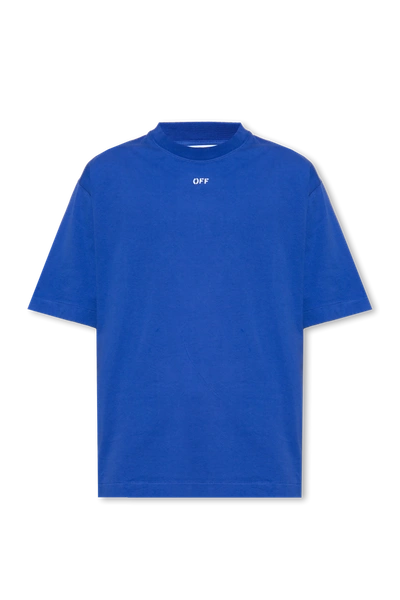 Shop Off-white Blue Logo-printed T-shirt In New