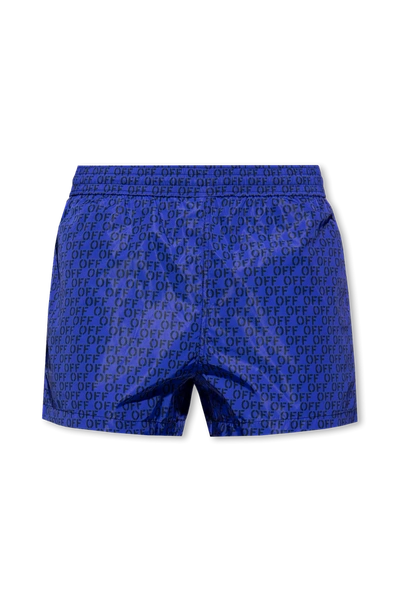 Shop Off-white Blue Swimming Shorts With Logo In New