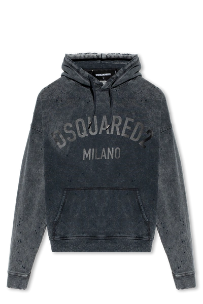 Shop Dsquared2 Grey Hoodie With Vintage Effect In New