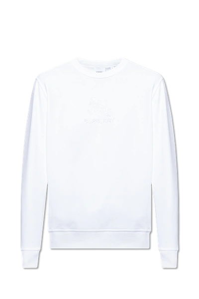 Shop Burberry White ‘tyrall' Sweatshirt With Logo In New