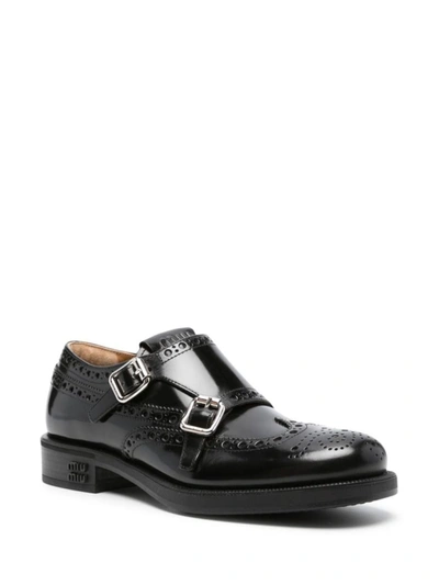 Shop Miu Miu Church's Double Monk Brogue Shoes In Black