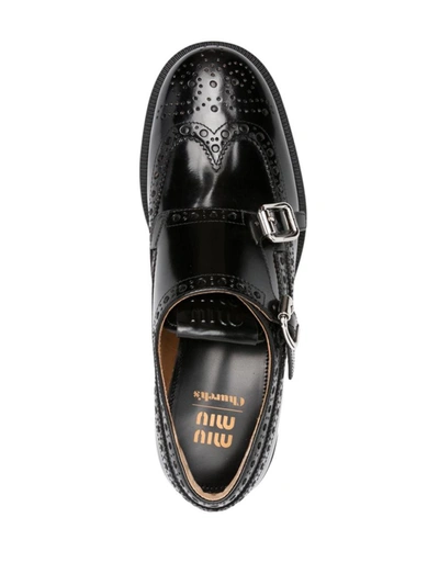 Shop Miu Miu Church's Double Monk Brogue Shoes In Black